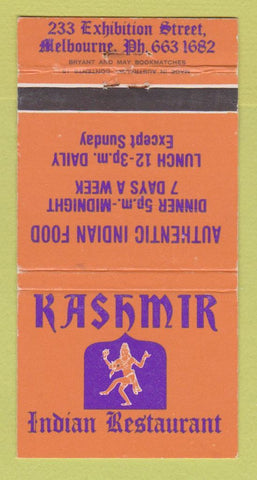 Matchbook Cover - Kashmir Indian Restaurant Melbourne Australia WEAR 30 Strike