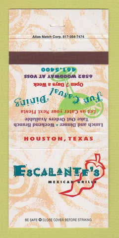 Matchbook Cover - Escalante's Mexican Grill Houston TX 30 Strike