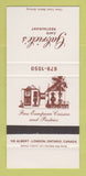 Matchbook Cover - Gabriele's Cafe Restaurant London ON SAMPLE 30 Strike