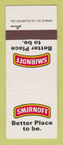 Matchbook Cover - Smirnoff Vodka Liquor South Africa