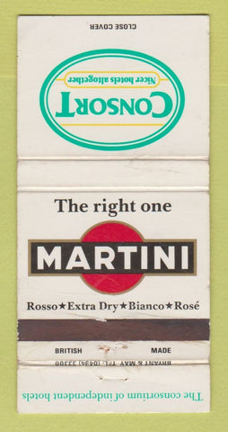 Matchbook Cover - Martini Liquor Consort Hotels UK WORN 30 Strike