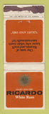 Matchbook Cover - Ricardo White Rum South Africa Liquor POOR