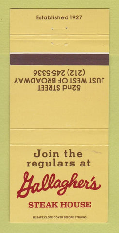 Matchbook Cover - Gallagher's Steak Restaurant New York City 30 Strike