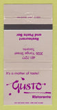 Matchbook Cover - Gusto Ristorante Toronto ON 30 Strike