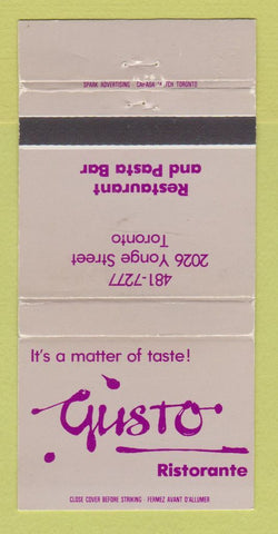 Matchbook Cover - Gusto Ristorante Toronto ON 30 Strike