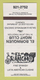 Matchbook Cover - El Borinquen Night Club Toronto ON WORN TORN 30 Strike