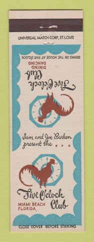 Matchbook Cover - Five O Clock Club Miami Beach FL rooster