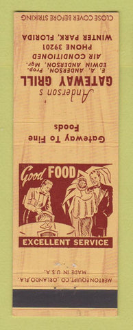 Matchbook Cover - Anderson's Gateway Grill Winter Park FL restaurant