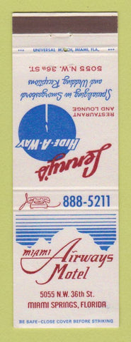Matchbook Cover - Lenny's Hide A Way Miami Airways Motel Miami Springs FL