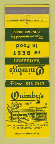 Matchbook Cover - Quimby's Restaurant St Petersburg FL