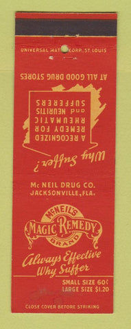 Matchbook Cover - McNeil's Magic Remedy drug Jacksonville FL