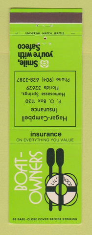 Matchbook Cover - Boat Owners Insurance Hager Campbell Homosassa Springs FL