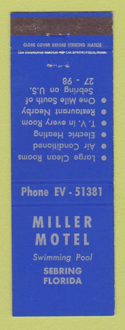 Matchbook Cover - Miller Motel Sebring FL