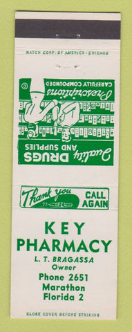Matchbook Cover - Key Pharmacy Drug Store Marathon FL