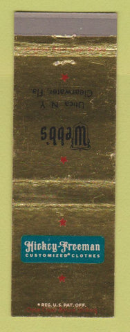 Matchbook Cover - Hickey Freeman Men's Clothes Utica NY Webb's Clearwater FL