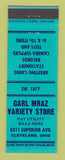 Matchbook Cover - Carl Mraz Variety Store Cleveland OH