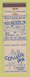 Matchbook Cover - College Inn Milford CT