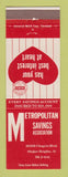 Matchbook Cover - Metropolitan Savings Association Shaker Heights OH