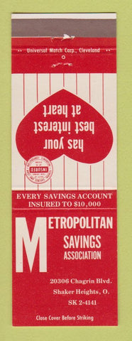 Matchbook Cover - Metropolitan Savings Association Shaker Heights OH