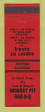 Matchbook Cover - Hickroy Pit BBQ Tom & Bingo's Lubbock Amarillo TX