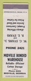 Matchbook Cover - Midville Bonded Warehouse Cotton Storage Midville GA