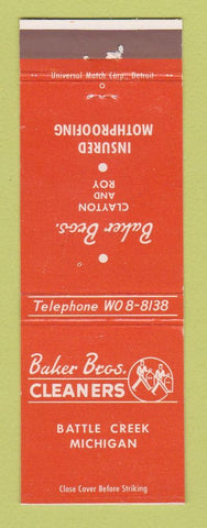 Matchbook Cover - Baker Bros Cleaners Battle Creek MI