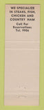 Matchbook Cover - Reception Club Kenton TN