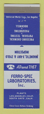 Matchbook Cover - Ferro Spec Laboratories South Gate Los Angeles CA Chemical