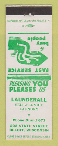 Matchbook Cover - Launderall Laundry Beloit WI