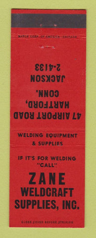Matchbook Cover - Zane Weldcraft Supply Welding Hartford CT