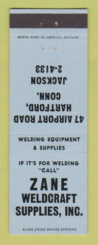 Matchbook Cover - Zane Weldcraft Supply Welding Hartford CT