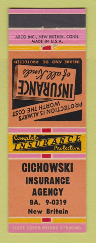 Matchbook Cover - Cichowski Insurance Agency New Britain CT