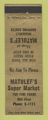 Matchbook Cover - Matulef's Super Market Grocery