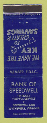 Matchbook Cover - Bank of Speedwell Wytheville VA WEAR