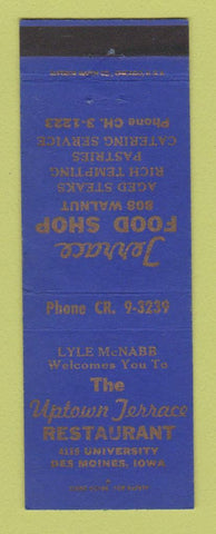 Matchbook Cover - Uptown Terrace Restaurant Des Moines IA