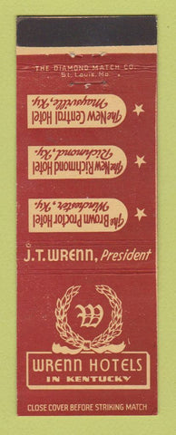 Matchbook Cover - Wreen Hotels Winchester Richmond Maysville KY