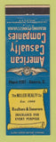 Matchbook Cover - American Casualty Insurance Miller Real Estate