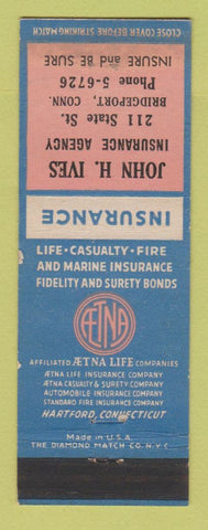 Matchbook Cover - Aetna Insurance John Ives Bridgeport CT WEAR