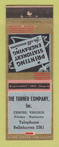 Matchbook Cover - Tuner Printing Stationary Engraving Exmore VA WORN