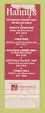 Matchbook Cover - Hanny's Men's Clothes Phoenix AZ WEAR