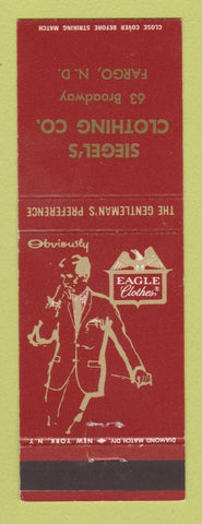 Matchbook Cover - Siegel's Men's Clothes Eagle Brand Fargo ND
