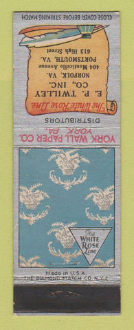 Matchbook Cover - White Rose York Wallpaper EP Twilley Portsmouth VA