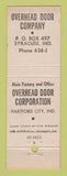 Matchbook Cover - Overhead Door Company Syracuse NY WEAR