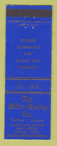 Matchbook Cover - Miller Real Estate Insurance Geneva OH