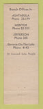 Matchbook Cover - Miller Real Estate Insurance Geneva OH