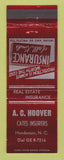 Matchbook Cover - AC Hoover Cates Insurance Henderson NC