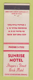 Matchbook Cover - Sunrise Motel Niagara Falls NY