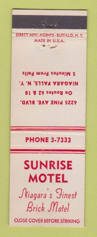 Matchbook Cover - Sunrise Motel Niagara Falls NY