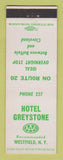 Matchbook Cover - Hotel Greystone Westfield NY