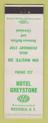 Matchbook Cover - Hotel Greystone Westfield NY